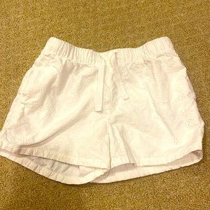 Cat & Jack Girls White Cotton Shorts with floral design imbedded